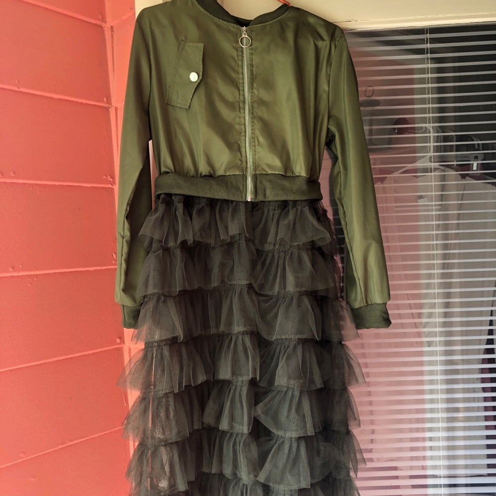 Olive green jacket/skirt